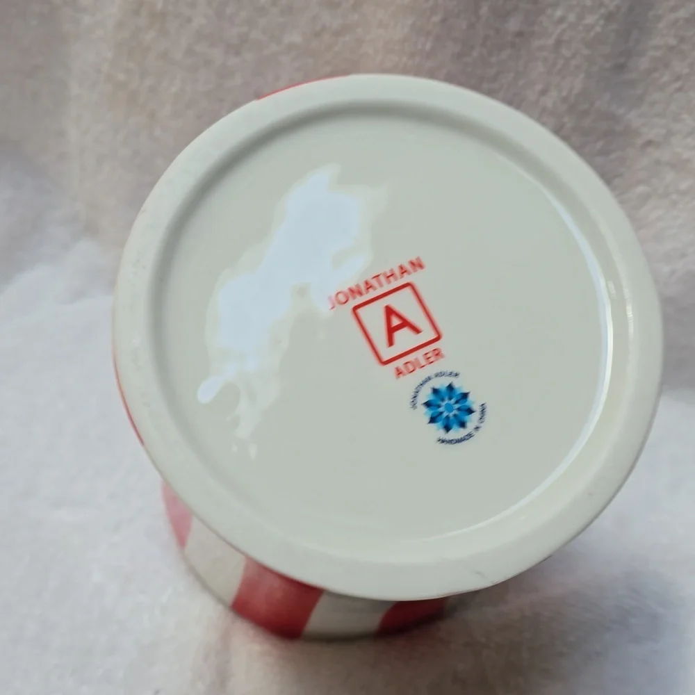 Jonathan Adler Red and White Striped Canister